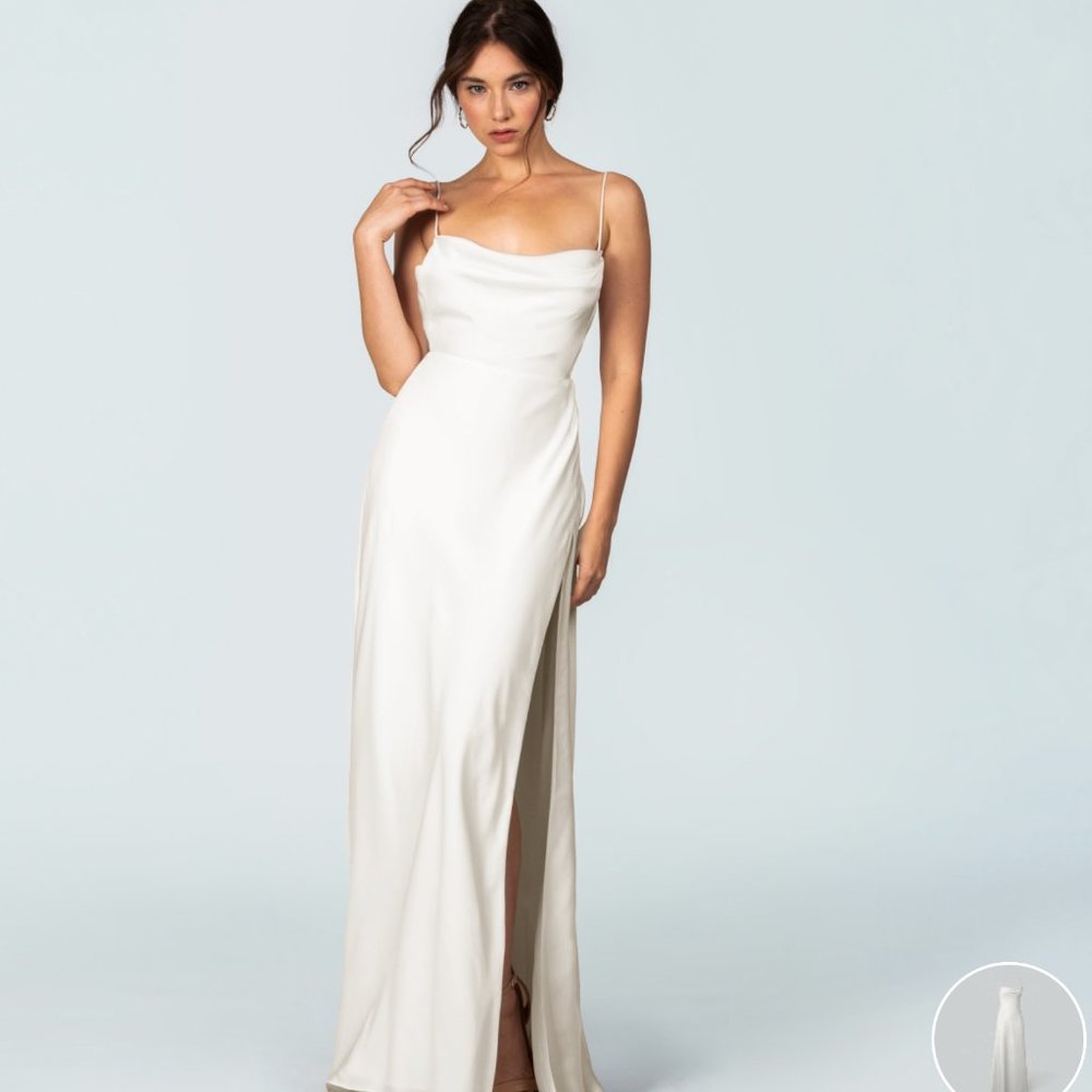 Fame & Partners Strappy Draped Gown Ivory